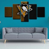 Pittsburgh Penguins Logo NHL Hockey Sports Team 5 Piece Canvas Wall Art Painting Wallpaper Poster Picture Print Photo Decor