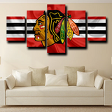 Chicago Blackhawks NHL Hockey Sports Team Logo 5 Piece Canvas Wall Art Painting Wallpaper Poster Picture Print Photo Decor