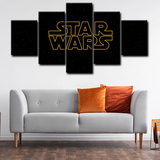 Star Wars Sci-Fi Movie Franchise Black Logo 5 Piece Canvas Wall Art Painting Wallpaper Poster Picture Print Photo Decor