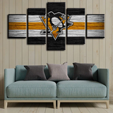 Pittsburgh Penguins NHL Hockey Sports Team Logo 5 Piece Canvas Wall Art Painting Wallpaper Poster Picture Print Photo Decor
