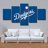 Los Angeles Dodgers MLB Baseball Sports Team Blue Logo 5 Piece Canvas Wall Art Painting Wallpaper Poster Picture Print Photo Decor