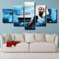 Sergio Agüero Manchester City FC Striker Football 5 Piece Canvas Wall Art Painting Wallpaper Poster Picture Print Photo Decor