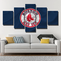 Boston Red Sox MLB Baseball Team Logo Emblem 5 Piece Canvas Wall Art Painting Wallpaper Poster Picture Print Photo Decor