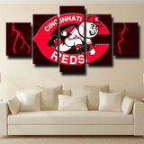 Cincinnati Reds MLB Baseball Team Logo Mascots 5 Piece Canvas Wall Art Painting Wallpaper Poster Picture Print Photo Decor