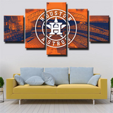 Houston Astros MLB Baseball Team Logo and Stadium 5 Piece Canvas Wall Art Painting Wallpaper Poster Picture Print Photo Decor