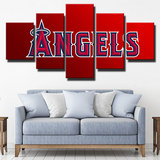 Los Angeles Angels MLB Baseball Team Logo Main Red 5 Piece Canvas Wall Art Painting Wallpaper Poster Picture Print Photo Decor