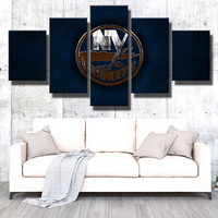 New York Islanders NHL Hockey Team Logo 5 Piece Canvas Wall Art Painting Wallpaper Poster Picture Print Photo Decor