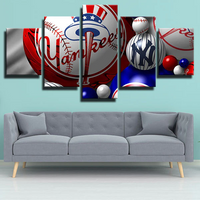 New York Yankees MLB Baseball Sports Team 3D Logo 5 Piece Canvas Wall Art Painting Wallpaper Poster Picture Print Photo Decor