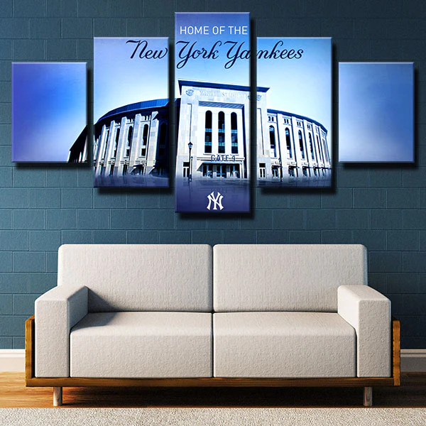 Home Of The New York Yankees Stadium MLB Baseball 5 Piece Canvas Wall Art Painting Wallpaper Poster Picture Print Photo Decor