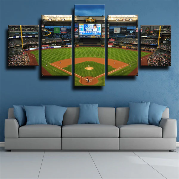 Milwaukee Brewers MLB Baseball Miller Park 5 Piece Canvas Wall Art Painting Wallpaper Poster Picture Print Photo Decor