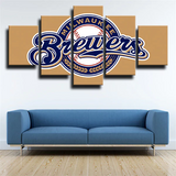 Milwaukee Brewers MLB Baseball Sports Team Logo 5 Piece Canvas Wall Art Painting Wallpaper Poster Picture Print Photo Decor