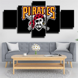 Pittsburgh Pirates MLB Baseball Sports Team Logo Black 5 Piece Canvas Wall Art Painting Wallpaper Poster Picture Print Photo Decor