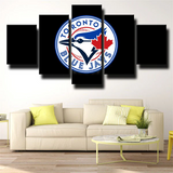 MLB Baseball Team Toronto Blue Jays Logo Black 5 Piece Canvas Wall Art Painting Wallpaper Poster Picture Print Photo Decor