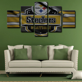 NFL Football Sports Team Pittsburgh Steelers Logo 5 Piece Canvas Wall Art Painting Wallpaper Poster Picture Print Photo Decor