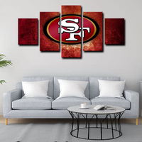 NFL Sports Team San Francisco 49ers Logo 5 Piece Canvas Wall Art Painting Wallpaper Poster Picture Print Photo Decor