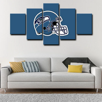 Seattle Seahawks NFL Football Team Logo Helmet 5 Piece Canvas Wall Art Painting Wallpaper Poster Picture Print Photo Decor