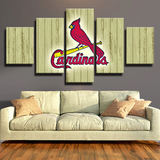 MLB Baseball Sports Team St. Louis Cardinals Logo 5 Piece Canvas Wall Art Painting Wallpaper Poster Picture Print Photo Decor