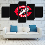 Cincinnati Reds Jays MLB Baseball Team Black Logo 5 Piece Canvas Wall Art Painting Wallpaper Poster Picture Print Photo Decor