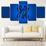 New York Yankees MLB Baseball Team Dark Blue Logo 5 Piece Canvas Wall Art Painting Wallpaper Poster Picture Print Photo Decor