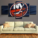 NHL Hockey New York Islanders Sports Team Logo 5 Piece Canvas Wall Art Painting Wallpaper Poster Picture Print Photo Decor