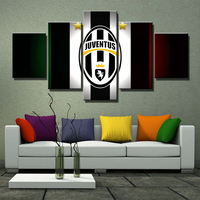 Juventus Serie A Football Soccer Team Stripe Logo 5 Piece Canvas Wall Art Painting Wallpaper Poster Picture Print Photo Decor