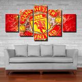 Manchester United Football Club Soccer Team Logo 5 Piece Canvas Wall Art Painting Wallpaper Poster Picture Print Photo Decor