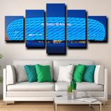 Allianz Arena Blue Bayern Munich Football Stadium 5 Piece Canvas Wall Art Painting Wallpaper Poster Picture Print Photo Decor