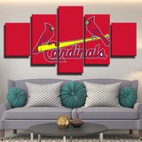 MLB Baseball Sports Team St. Louis Cardinals Red Logo 5 Piece Canvas Wall Art Painting Wallpaper Poster Picture Print Photo Decor