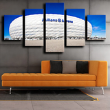 Allianz Arena White Bayern Munich Football Stadium 5 Piece Canvas Wall Art Painting Wallpaper Poster Picture Print Photo Decor