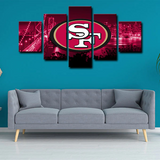 NFL Sports Team San Francisco 49ers Logo Red City 5 Piece Canvas Wall Art Painting Wallpaper Poster Picture Print Photo Decor