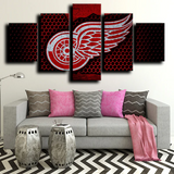 Detroit Red Wings NHL Hockey Sports Team Logo 5 Piece Canvas Wall Art Painting Wallpaper Poster Picture Print Photo Decor
