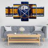Buffalo Sabres NHL Hockey Sports Team Logo 5 Piece Canvas Wall Art Painting Wallpaper Poster Picture Print Photo Decor