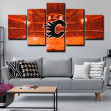 Calgary Flames NHL Hockey Sports Team Logo 5 Piece Canvas Wall Art Painting Wallpaper Poster Picture Print Photo Decor