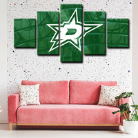 Dallas Stars NHL Hockey Sports Team Logo Green 5 Piece Canvas Wall Art Painting Wallpaper Poster Picture Print Photo Decor