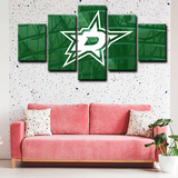 Dallas Stars NHL Hockey Sports Team Logo Green 5 Piece Canvas Wall Art Painting Wallpaper Poster Picture Print Photo Decor