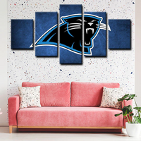 NFL Football Carolina Panthers Team Logo Sports 5 Piece Canvas Wall Art Painting Wallpaper Poster Picture Print Photo Decor