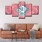 Buffalo Sabres NHL Hockey Red Ice Scratch Logo 5 Piece Canvas Wall Art Painting Wallpaper Poster Picture Print Photo Decor