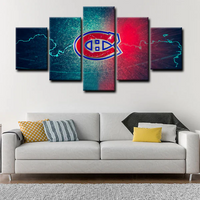 Montreal Canadiens NHL Hockey Sports Team Logo 5 Piece Canvas Wall Art Painting Wallpaper Poster Picture Print Photo Decor