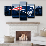 NFL Football Team New England Patriots Logo City 5 Piece Canvas Wall Art Painting Wallpaper Poster Picture Print Photo Decor