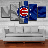 MLB Chicago Cubs Logo Baseball Sports team 5 Piece Canvas Wall Art Painting Wallpaper Poster Picture Print Photo Decor