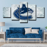 Vancouver Canucks Scratched Ice Logo NHL Hockey 5 Piece Canvas Wall Art Painting Wallpaper Poster Picture Print Photo Decor