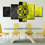 Borussia Dortmund Bundesliga Football Club Team Logo 5 Piece Canvas Wall Art Painting Wallpaper Poster Picture Print Photo Decor