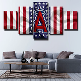 Los Angeles Angels MLB Baseball Team Logo USA Flag 5 Piece Canvas Wall Art Painting Wallpaper Poster Picture Print Photo Decor