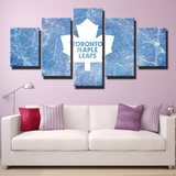 Toronto Maple Leafs NHL Hockey Scratched Ice Logo 5 Piece Canvas Wall Art Painting Wallpaper Poster Picture Print Photo Decor
