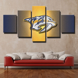 Nashville Predators NHL Hockey Team Gradient Logo 5 Piece Canvas Wall Art Painting Wallpaper Poster Picture Print Photo Decor