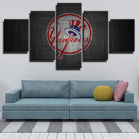 New York Yankees MLB Baseball Team Logo Dark Emblem 5 Piece Canvas Wall Art Painting Wallpaper Poster Picture Print Photo Decor