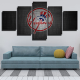 New York Yankees MLB Baseball Team Logo Dark Emblem 5 Piece Canvas Wall Art Painting Wallpaper Poster Picture Print Photo Decor