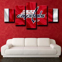 NHL Hockey Sports Team Washington Capitals Logo 5 Piece Canvas Wall Art Painting Wallpaper Poster Picture Print Photo Decor