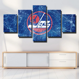 Winnipeg Jets NHL Hockey Sports Team Blue Ice Logo 5 Piece Canvas Wall Art Painting Wallpaper Poster Picture Print Photo Decor