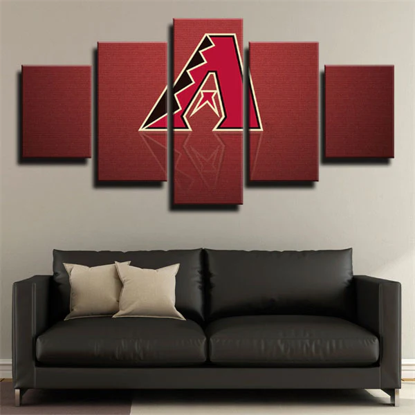 Arizona Diamondbacks MLB Baseball Sports Team Logo Red 5 Piece Canvas Wall Art Painting Wallpaper Poster Picture Print Photo Decor